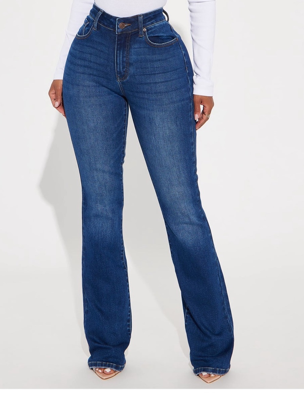 Fashion Nova High-Rise Dark Blue Flare Jeans